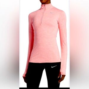 Nike Dri-Fit Running Half Zip Front Heathered Pink Top/Jacket Sz Lg
